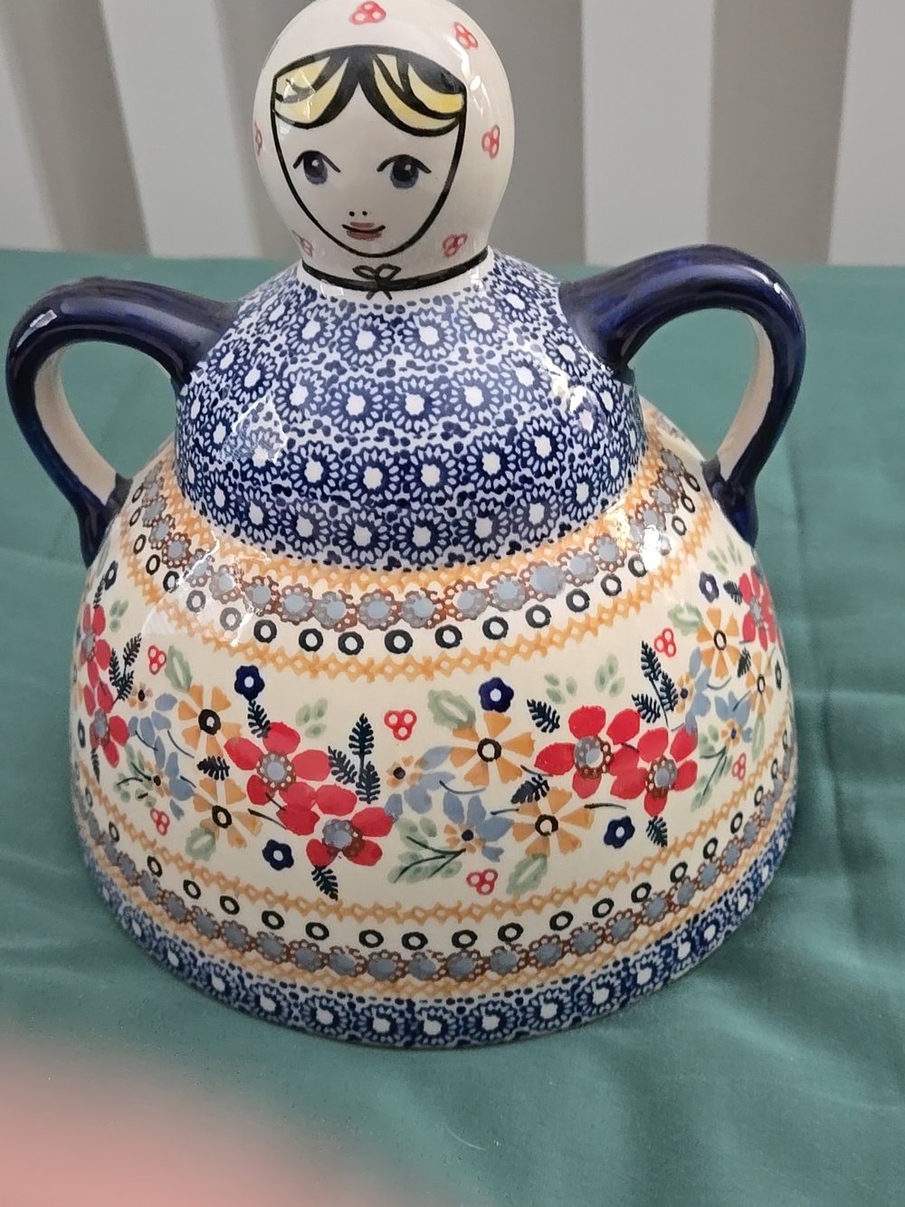 Handsigned Polish Pottery Cheese Lady